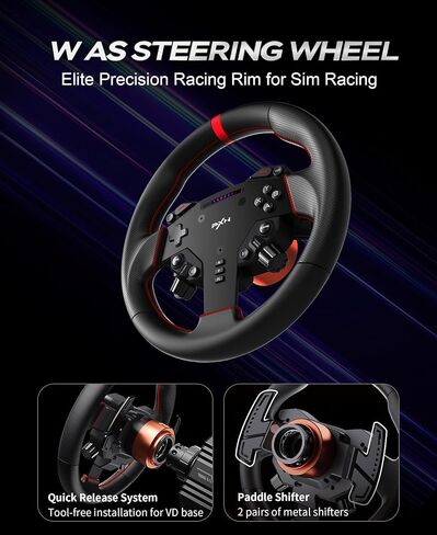 PXN VD6 Direct Drive Racing Wheel Bundle – 6Nm Servo Motor Base, 11 in Steering Wheel with Quick Release, Hall Effect Pedals, Table Clamp, PC Tuning Software Support, Racing Simulator Set for Windows in Saudi Arabia