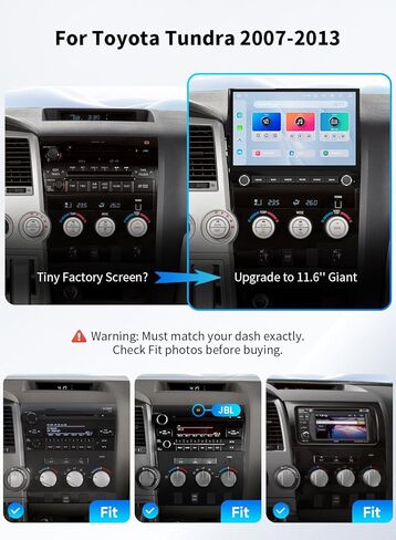 Dasaita 11.6'' Head Unit for 2007-2013 Toyota Tundra with Wireless Carplay & Android Auto, 8GB+256GB Android 13 Car Stereo, Plug & Play GPS Navigation, Voice Control, FM/AM Radio in Saudi Arabia