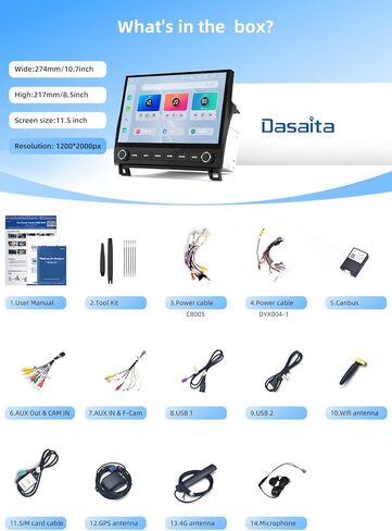 Dasaita 11.6'' Head Unit for 2007-2013 Toyota Tundra with Wireless Carplay & Android Auto, 8GB+256GB Android 13 Car Stereo, Plug & Play GPS Navigation, Voice Control, FM/AM Radio in Saudi Arabia