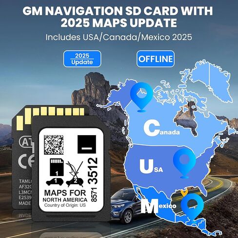 2026 Latest Navigation SD Card Map Accessory for 2019-2023 GM Vehicles with Buick, Cadillac, Chevrolet, GMC, Update USA/CAN/MEX Maps, Part 8571 3512 (10 Year Warranty) in Saudi Arabia