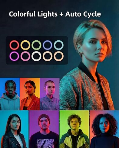 Ring Light for Phone, Magnetic Selfie Light with Tripod Stand, Rechargeable RGB Video Light, 10 Brightness Levels & 3 Cold Shoes for Recording, Vlogging, Influencers, Makeup in Saudi Arabia