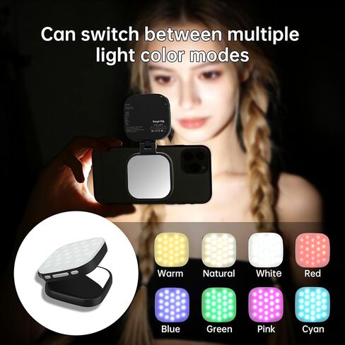 Suptig ضوء سيلفي مغناطيسي، ضوء سيلفي للهاتف متوافق مع iPhone Magsafe، RGB 360 درجة LED حلقة سيلفي تملأ الضوء مع مرآة لصور السيلفي/التصوير الفوتوغرافي/Vlog/TikTok/مؤتمر الفيديو in Saudi Arabia