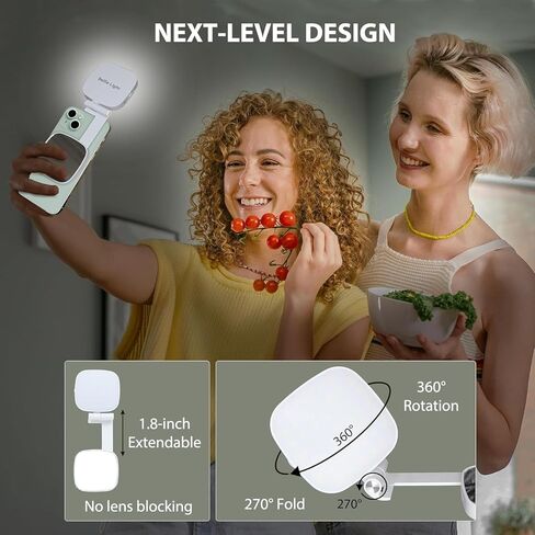 Magnetic Phone Selfie Light，, Multiple Folding LED Phone Photo Beauty Fill Ring Lighting with Mirror ，Magnetic Selfie Light for Video Calls， Creator Kit for Selfies/Photography/TikTok (M27) in Saudi Arabia