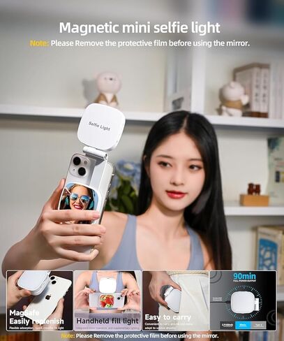 Magnetic Phone Selfie Light，, Multiple Folding LED Phone Photo Beauty Fill Ring Lighting with Mirror ，Magnetic Selfie Light for Video Calls， Creator Kit for Selfies/Photography/TikTok (M27) in Saudi Arabia