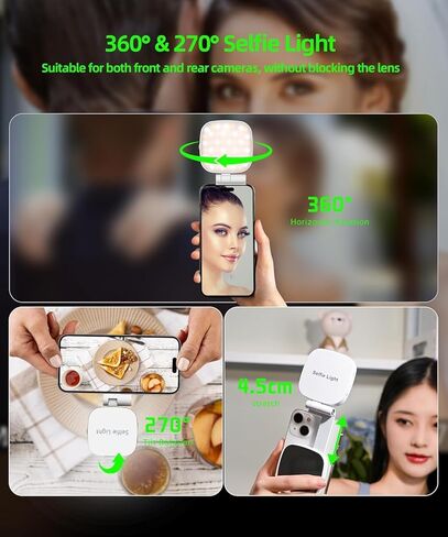 Magnetic Phone Selfie Light，, Multiple Folding LED Phone Photo Beauty Fill Ring Lighting with Mirror ，Magnetic Selfie Light for Video Calls， Creator Kit for Selfies/Photography/TikTok (M27) in Saudi Arabia
