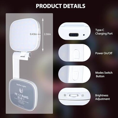 Magnetic Phone Selfie Light，, Multiple Folding LED Phone Photo Beauty Fill Ring Lighting with Mirror ，Magnetic Selfie Light for Video Calls， Creator Kit for Selfies/Photography/TikTok (M27) in Saudi Arabia