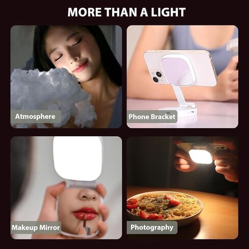 Magnetic Phone Selfie Light，, Multiple Folding LED Phone Photo Beauty Fill Ring Lighting with Mirror ，Magnetic Selfie Light for Video Calls， Creator Kit for Selfies/Photography/TikTok (M27) in Saudi Arabia