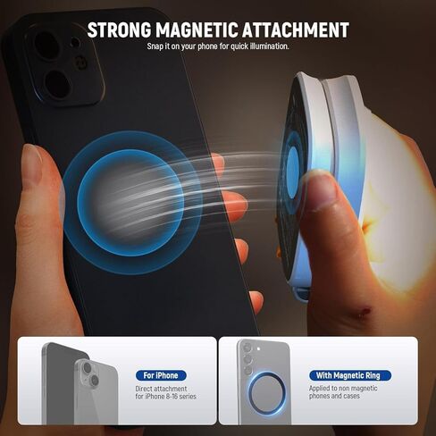 Magnetic Phone Selfie Light，, Multiple Folding LED Phone Photo Beauty Fill Ring Lighting with Mirror ，Magnetic Selfie Light for Video Calls， Creator Kit for Selfies/Photography/TikTok (M27) in Saudi Arabia