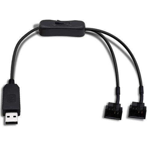 12V Step-Up USB to Dual 3-Pin and 4-Pin PC Fan Power Adapter Cable, Full Speed 3-Pin/4-Pin Sleeve Computer Fan Connector to USB Adapter with Switch in Saudi Arabia