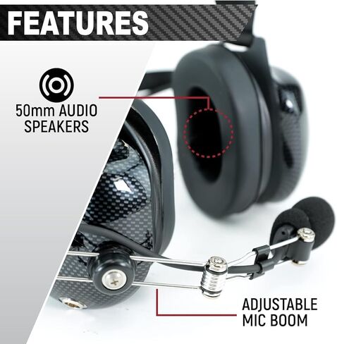 Rugged Radios Carbon Fiber Behind The Head Headset and Adaptor Cable for Intercoms – Features 5-Pin to Off Road Coil Cord and Volume Control Knob 3.5mm Input Jack in Saudi Arabia