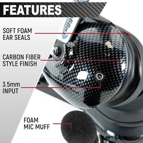 Rugged Radios Carbon Fiber Behind The Head Headset and Adaptor Cable for Intercoms – Features 5-Pin to Off Road Coil Cord and Volume Control Knob 3.5mm Input Jack in Saudi Arabia