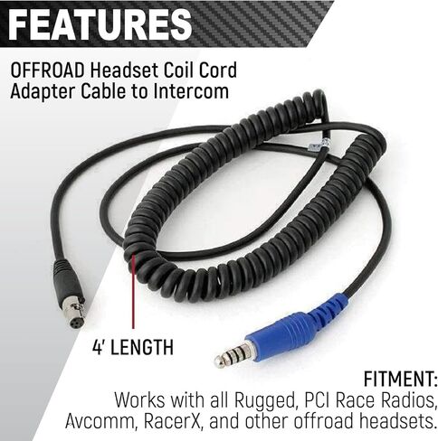 Rugged Radios Carbon Fiber Behind The Head Headset and Adaptor Cable for Intercoms – Features 5-Pin to Off Road Coil Cord and Volume Control Knob 3.5mm Input Jack in Saudi Arabia