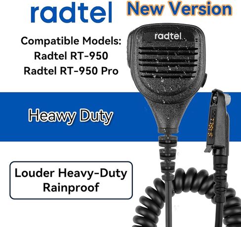 radtel Heavy Duty Waterproof Speaker Mic for RT-950 RT-950 PRO Radios, Noise-Cancelling Walkie Talkie Microphone（New Version） in Saudi Arabia