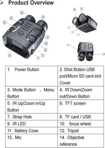 Night Vision Binoculars, Night Vision Goggles for Hunting, 5X Digital Zoom 1080P Infrarednight Vision Monocular for Viewing 984ft/300M in 100% Dark Black in Saudi Arabia