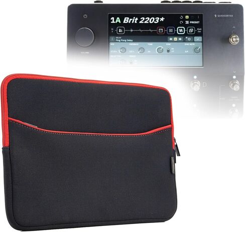 BoxWave Case Compatible with Neural DSP Quad Cortex - SoftSuit with Pocket, Soft Pouch Neoprene Cover Sleeve Zipper Pocket - Jet Black with Red Trim in Saudi Arabia