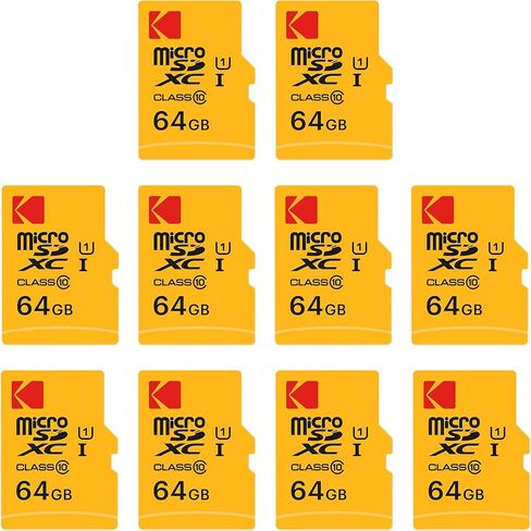 Kodak 64GB 10-Pack MicroSDXC Card, Class 10 UHS-I U1, with Adapter 10x Write Speed (10-Pack) in Saudi Arabia