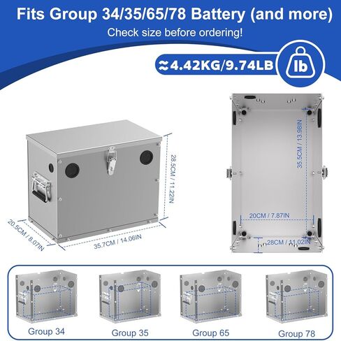 Stainless Steel Battery Box with Lock, Group 34/35/65/78 Battery Case for Cars, Boats, Marine, RV and Trolling Motors in Saudi Arabia