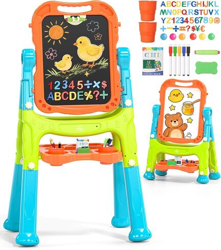 Lehoo Castle Easel for Kids 3-5, Magnetic Chalkboard Whiteboard (Blue) in Kuwait