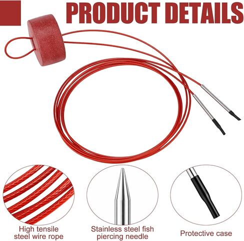 Soulchen Heavy-Duty Fishing Stringer with Float, Fish Stringer System - 15 ft 550 Lbs Fishing Holder Line Threader Rack Kit with Metal Threading Needle for Freshwater Saltwater in Saudi Arabia