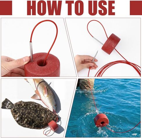 Soulchen Heavy-Duty Fishing Stringer with Float, Fish Stringer System - 15 ft 550 Lbs Fishing Holder Line Threader Rack Kit with Metal Threading Needle for Freshwater Saltwater in Saudi Arabia
