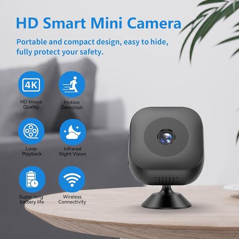 الكاميرا الصغيرة ، HD Camera Camera WiFi Wireless Cameras SD Card Croot & App Control ، والمراقبة اللاسلكية ، والكشف عن الحركة والرؤية الليلية للعدوى الداخلية in Kuwait