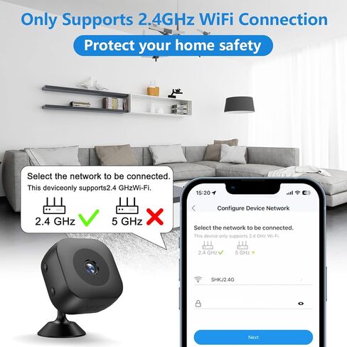 الكاميرا الصغيرة ، HD Camera Camera WiFi Wireless Cameras SD Card Croot & App Control ، والمراقبة اللاسلكية ، والكشف عن الحركة والرؤية الليلية للعدوى الداخلية in Kuwait
