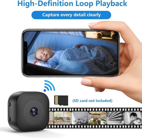الكاميرا الصغيرة ، HD Camera Camera WiFi Wireless Cameras SD Card Croot & App Control ، والمراقبة اللاسلكية ، والكشف عن الحركة والرؤية الليلية للعدوى الداخلية in Kuwait