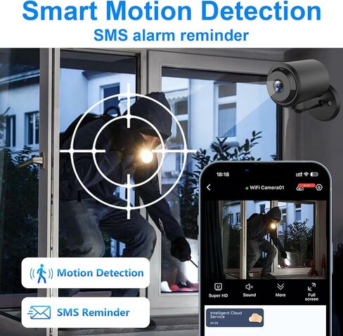 الكاميرا الصغيرة ، HD Camera Camera WiFi Wireless Cameras SD Card Croot & App Control ، والمراقبة اللاسلكية ، والكشف عن الحركة والرؤية الليلية للعدوى الداخلية in Kuwait