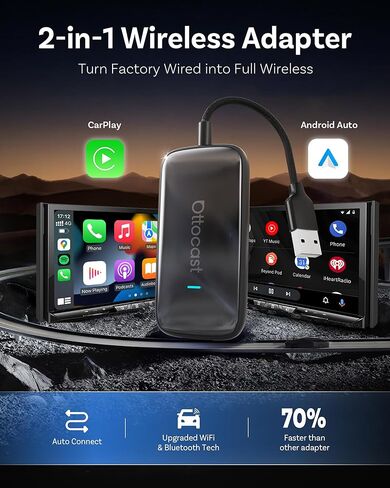 OTTOCAST Play2Video Ultra – Wireless CarPlay & Android Auto Adapter with YouTube, Netflix, Spotify, IPTV | 5GHz WiFi, Auto Connect, No Delay in Saudi Arabia