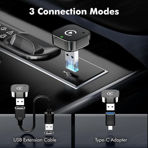 2026 Upgraded 2-in-1 Wireless CarPlay Adapter for iPhone & Android Auto, Plug and Play, Convert Wired to Wireless, Fast Auto-Connect & No Latency, USB-A/USB-C for 98% Factory Wired Cars in Saudi Arabia