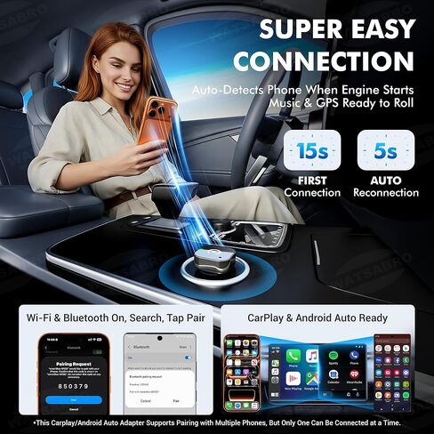 2026 Upgraded 2-in-1 Wireless CarPlay Adapter for iPhone & Android Auto, Plug and Play, Convert Wired to Wireless, Fast Auto-Connect & No Latency, USB-A/USB-C for 98% Factory Wired Cars in Saudi Arabia