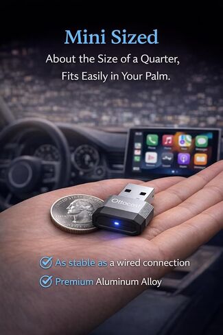 Ottocast Mini Nova (2026 Version) Wireless CarPlay Adapter, Plug & Play Dongle for iPhone & Android, 5s Auto Connect, Aluminum Alloy Shell, Better Heat Dissipation,Low-Latency,Steering-Wheel Ready in Saudi Arabia