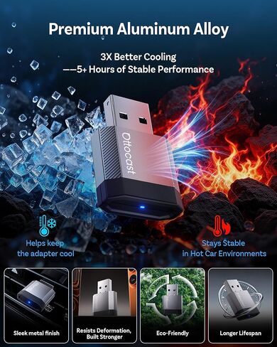 Ottocast Mini Nova (2026 Version) Wireless CarPlay Adapter, Plug & Play Dongle for iPhone & Android, 5s Auto Connect, Aluminum Alloy Shell, Better Heat Dissipation,Low-Latency,Steering-Wheel Ready in Saudi Arabia