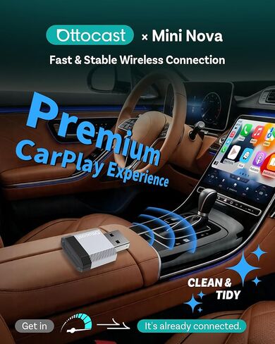 Ottocast Mini Nova (2026 Version) Wireless CarPlay Adapter, Plug & Play Dongle for iPhone & Android, 5s Auto Connect, Aluminum Alloy Shell, Better Heat Dissipation,Low-Latency,Steering-Wheel Ready in Saudi Arabia