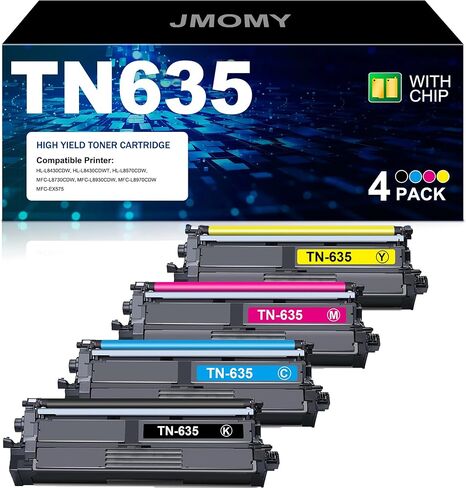 حبر TN635 TN 635 TN-635 متوافق مع خراطيش الحبر Brother TN635 TN-635 TN 635XL للطابعة MFC-L8930CDW HL-L8430CDW HL-L8430CDWT HL-L8570CDW MFC-L8730CDW MFC-L8970CDW MFC-EX575 4 عبوات in Saudi Arabia