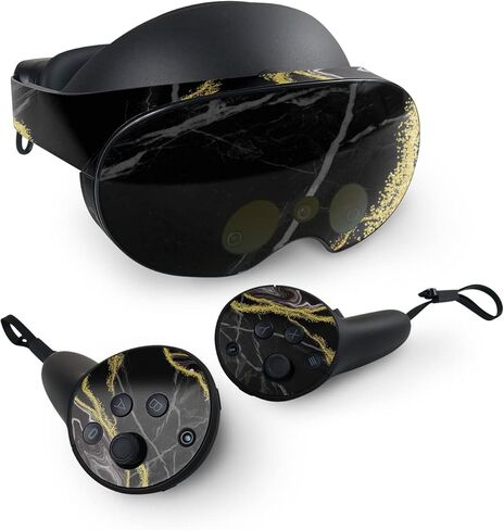 MightySkins Skin Compatible with Meta Quest Pro - Black Marble Glitter | Protective, Durable, and Unique Vinyl Decal wrap Cover | Easy to Apply, Remove, and Change Styles | Made in The USA in Saudi Arabia