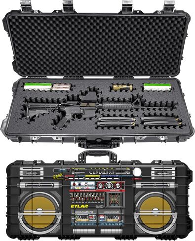 Eylar 38" Hard Roller Rifle Case w/Retro Boombox UV Print and RAGAR 35.75" Foam Insert in Saudi Arabia