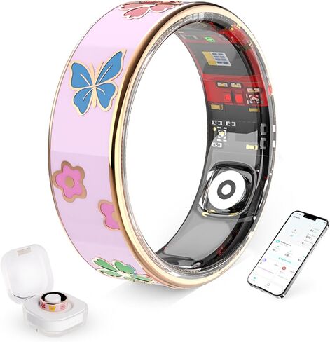 Elegant Smart Ring for Women & Men, Fitness & Health Tracker with 24/7 Heart Rate Monitoring, Sleep Tracking, Blood Oxygen (SpO2) Monitor, IP68 Waterproof, Step Counter, for iOS & Android (Pink, 9) in Saudi Arabia