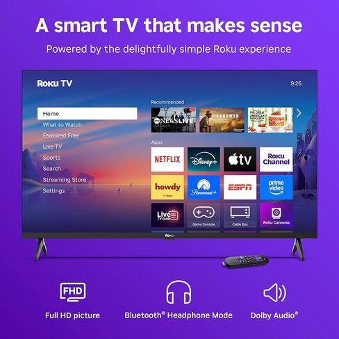 Roku Smart TV 2025 – 40-Inch Select Series, 1080p Full HD TV – Roku TV with Voice Remote – Flat Screen LED Television with Wi-Fi for Streaming Live Local News, Sports, Family Entertainment (Renewed) in Saudi Arabia