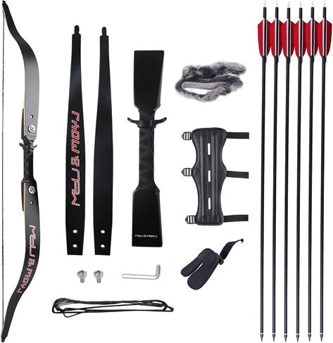 Traditional Longbow Archery Hunting Shooting 40inch Takedown Practice Competition Recurve Bow and Arrow Set Universal use of Both Hands in Saudi Arabia