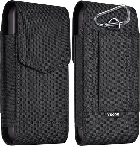 ykooe Holster Compatible with Galaxy Ultra S25 S24 S23 S22 S21 S20 A17 A16 A15 A26 A36 A56 Nylon Cell Phone Belt Holder Pouch with Magnetic Closure for Men (Fits Protective Cover on), Black -XL in Saudi Arabia