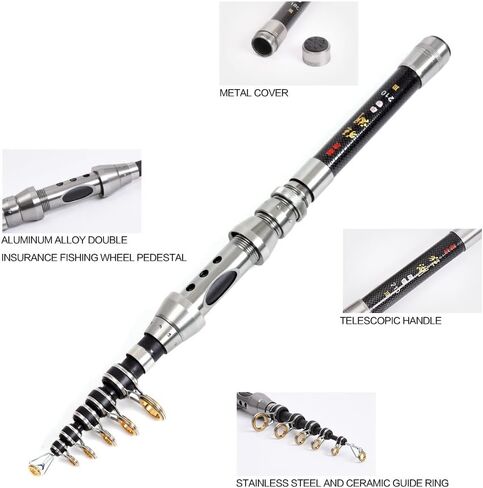 2Pcs Telespoic Fishing Rod and Reel Combos with Spinning Reel and Necessary Lure Accessories Portable Carrier Bag for Saltwater Freshwater in Saudi Arabia