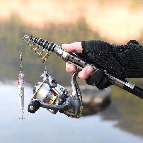 2Pcs Telespoic Fishing Rod and Reel Combos with Spinning Reel and Necessary Lure Accessories Portable Carrier Bag for Saltwater Freshwater in Saudi Arabia