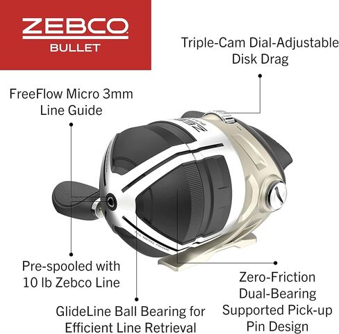 Zebco Bullet MG Spincast Reel and Fishing Rod Combo, IM8 Graphite Rod with MaxTac Grip Rod Handle, Fastest Spincast Reel Ever in an Ultra-Lightweight Magnesium Body, Dark Silver in Saudi Arabia