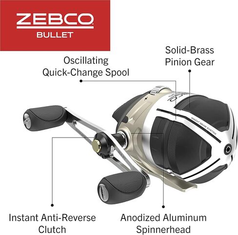 Zebco Bullet MG Spincast Reel and Fishing Rod Combo, IM8 Graphite Rod with MaxTac Grip Rod Handle, Fastest Spincast Reel Ever in an Ultra-Lightweight Magnesium Body, Dark Silver in Saudi Arabia