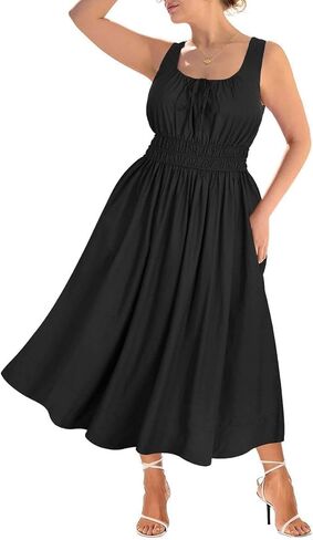 RITERA Women's Spaghetti Strap Dress Plus Size Boho Square Neck Maxi Dresses Beach Sundress Floral/Plaid/Solid XL-5XL in Saudi Arabia