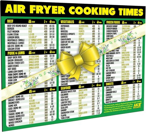 Air Fryer Cooking Times Magnetic Cheat Sheet - Quick Reference Guide 2026 in Saudi Arabia
