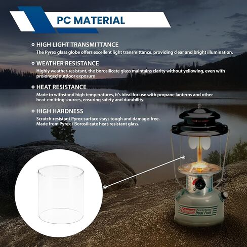 استبدال Lantern Globe (مثل 5010000290): استبدال CLG7000 | 3.25 بوصة × 3.25 بوصة زجاج بوروسيليكات شفاف | يناسب موديلات Colmen Lantern 222/A/B؛ 226؛ 229؛ 3022؛ in Kuwait
