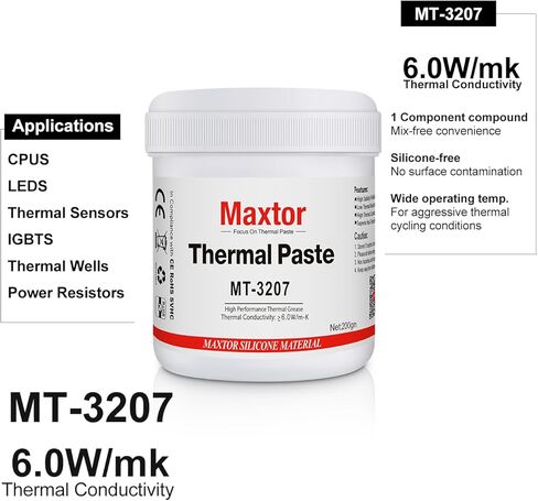 معجون حراري Maxtor MTP-3207 200 جرام عالي الأداء لوحدة المعالجة المركزية، شحم معجون حراري لمبرد وحدة المعالجة المركزية GPU LED IC PS5 Xbox، بدون موصل in Kuwait