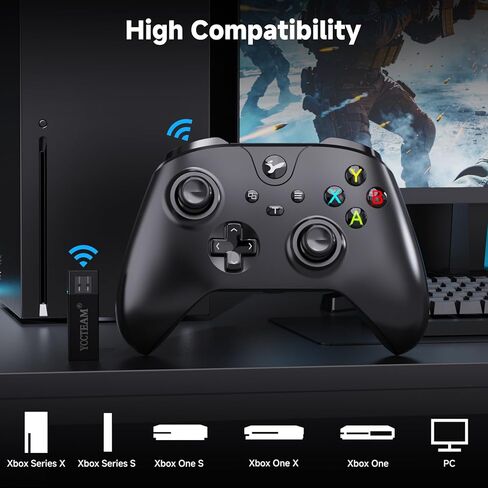 وحدة تحكم لاسلكية YCCTEAM لجهاز Xbox One، وحدة تحكم Xbox One USB Gamepad متوافقة مع Xbox One/S/X/PC Windows 10/11 مع مقبس صوت سماعة الرأس 3.5 ملم (أسود) in Kuwait